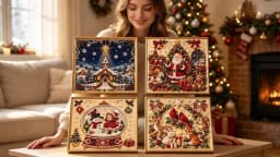 Framed Christmas Pearl Diamond Painting Kit DIY 3D Pearl Art Kits Home Wall Decor Holiday Gift Relaxing Handmade Diamond Art Set