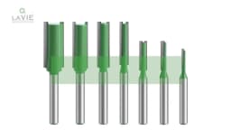 LAVIE 1pc 1/4mm Shank Straight Bit Double Flute Router Bits Milling Cutter For Wood Woodwork Tool C07-002