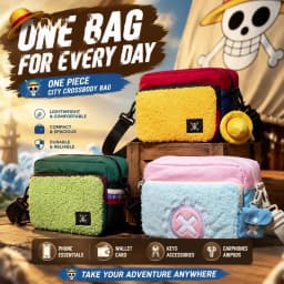Official One Piece Anime Shoulder Bag Luffy Zoro Chopper Crossbody Bag Waterproof Layer Travel Storage Bag Fans Collection Gift.