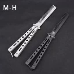 Foldable Comb Stainless Steel Practice Training Butterfly Knife Comb Beard Moustache Brushe Salon Hairdressing Hair Styling Tool