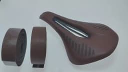 Retro Bicycle Saddle MTB Bike Saddle 155mm with Bike Bar Tape Road Bike Bicycle Brown Color / Steel Saddle Rails Bicycle Cycling