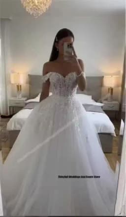 Thinyfull Off Shoulder Wedding Dresses A-line Sweetheart Bridal Gown Appliques Tulle Elegant Long Wedding Party Dress Customized