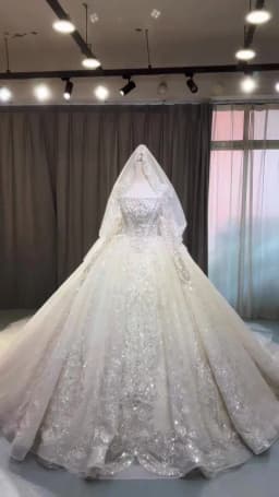 Customized Exquisite Long Sleeves Wedding Dresses for Bride Backless Bling Pleats Lace Appliques Ball Gown Vestido De Novia