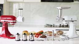 Meat Grinder and Slicer Shredder Attachments for KitchenAid Stand Mixer 2 Piece Set with Sausage Stuffer Tubes
