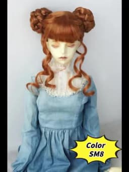 JD729 8-9inch 9-10inch Chinese Twin Buns Synthetic Mohair BJD Wigs 1/3 SD DOD Bltythes Doll Accessories