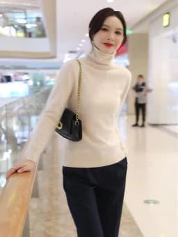 Autumn and Winter 2022 Women's High Neck Pullover 100% Pure Mink Cashmere Sweater Knitted Soft Fashion Women's Clothing