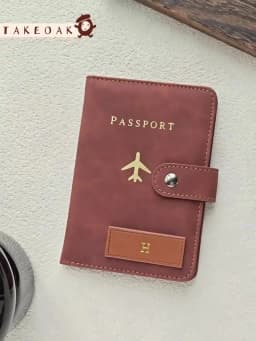 Takeoak Personalized Name Passport Holder Credit Card Wallet Leather Passport Book Suede Passport Cover Travel Accessories
