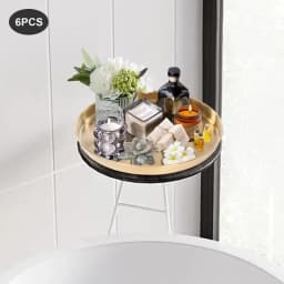 6Pcs Round Serving Trays, Stainless Steel Table Tray, Versatile Gold Decorative Tray Jewelry Display Tray Tea Service Tray NEW