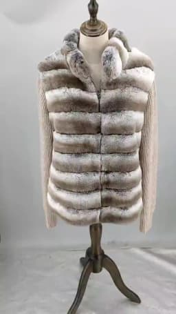 Top Selling Rex Rabbit Fur Coat Women | Chinchilla Color Warm Stand Collar Knit Jacket | Limited In Stock 250409