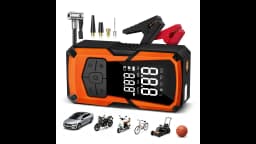 STSCELZ Portable Jump Starter Air Compressor for 12V Cars, 150 PSI Tire Inflator with Digital Gauge and Auto Shut-Off