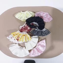 Cute Lace Pleated Mini Skirt for 10-20cm Cotton Doll Plaid Stripe Doll Dress Up Outfit Kawaii Doll Clothing Accessories DIY