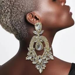 Exaggerated Yellow Rhinestone Big Size Earring for Women Fashion Crystal Drop Earrings Luxury Drag Queen Jewelry Accessories