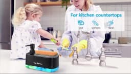 Dual Pump Soap Dispenser Set 3-in-1 Kitchen Organizer with Sponge Storage Box for Sink and Countertop Compact Cleaning Solution