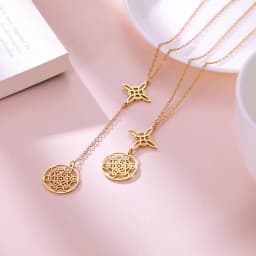 Dawapara Witch Knot and Metatron Pendant Necklace Wicca Good Luck Protection Talisman Stainless Steel Mystical Spiritual Jewelry