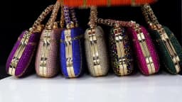 Popular In Nigeria Exquisite Evening Bags With Diamond Design Fashion Handle Clutch Rhinestone Embellished Long Chain Bag