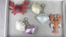 Y2K Stylish PU Leather Beach Style Keychain, Cute Sea Animal Bag Charm, Leather Lobster/Crab/Seashell Purse Accessory