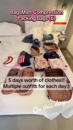BAGSMART 6PC Compression Packing Cubes Large Capacity Travel Storage Bag Portable Luggage Organizers for Clothes
