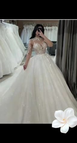 Smileven Long Sleeve Lace Wedding Dresses A Line High Neck Shiny Appliques Bridal Gowns Glitter Tulle vestidos de novia 2026