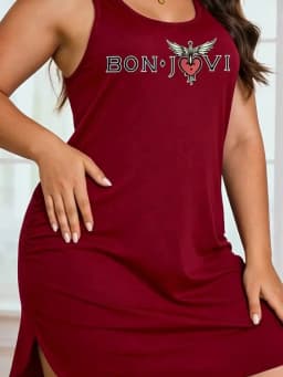 Women's Large Size Sleeveless Dress - Rock Letter Print Casual Summer Dress, Lightweight and Machine Washable.