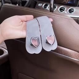 Heart Shape Metal Car Seat Headrest Hooks 2 in 1 Leather Car Seat Back Hook Purse and Bag Backpack Double Hook Car Seat Hanger