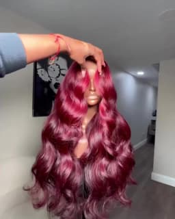 Halloween Wig Long Anime Cosplay Body Wave Wine Red Burgundy 99J Human Hair Wigs 200% Density 40 Inches 13x6 13x4 HD Transparent Lace Frontal Wig Brazilian Hair For Women Pre Plucked