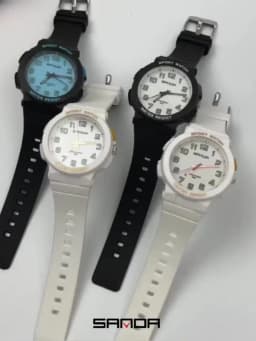 Sanda 6123 Trendy Design Soft Student Watch TPU Strap 50M Depth Waterproof Quartz Movement Children Fashion Sports Wrist Watch
