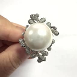 Huitan Exquisite Simulated Pearl Cubic Zirconia Ring for Party Luxury Female Anniversary Ceremony Accessories Delicate Jewelry