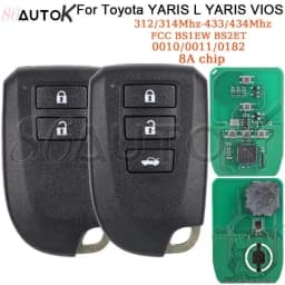 Car Remote Key For Toyota YARIS L VIOS 0010 0011 0182 312/314 433/434mhz 8A Chip P4 39 FCC BS1EW BS2ET Car Key 2buttons
