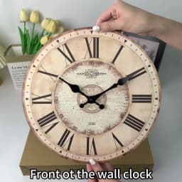 American Retro Roman Numeral Pattern Wooden Wall Clock for Living Room, Bedroom, Kitchen, Home Decoration, Silent Quartz Clock, Holiday Gift, 10-Inch, 12-Inch 14inch 16inch (Without Battery)