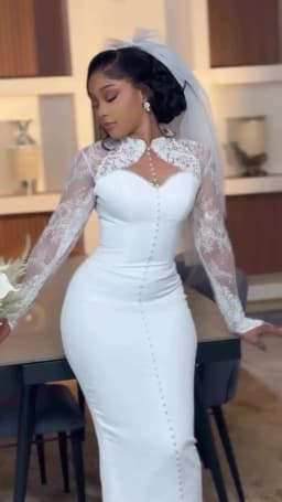 Civil Wedding Dresses for Bride 2026 O-Neck Full Sleeve Tea Length Aso Ebi Nigeria Lace Bridal Reception Dresses Customized