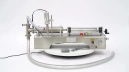 100-1000ml Horizontal Pneumatic Liquid Filling Machine, 40 Bottles/min Single Head Liquid Bottling Filler with Foot Switch and Barometer