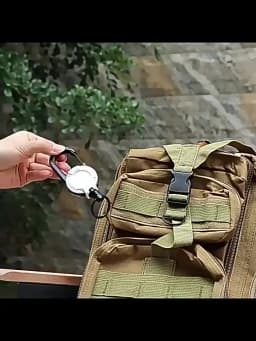 Retractable Heavy Duty Pull Reel Carabiner Strong Steel Wire Rope Buckle Spring Key Ring Outdoor Sporty Attachment Keychain Tool