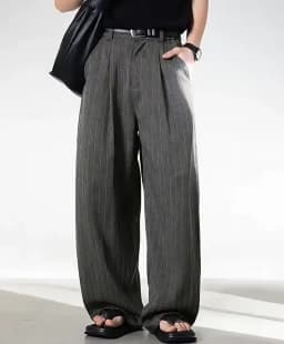 Men's Retro Striped Drape Trousers Loose Fit Old Money Style Casual Wide Leg Pants Fall Winter.