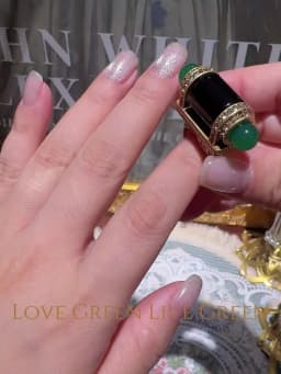 Vintage Black Green Ring Stone Bullet Head For Women Antique 18k Gold Color Luxury Quality Jewelry Dubai Brand Mothers Day Gift