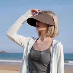 Summer New Seamless Sun Hat with UV Protection for Women, Featuring A Large Brim and An Empty Top for Shade