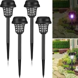 JOYINLED 2/4pcs Solar Bug Zapper Waterproof Outdoor Mosquito Zapper Mosquito Repellent Lamp for Indoor Outdoor Use Garden Patio