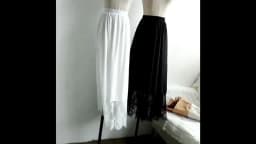 Chinese Style High Waisted Lining Petticoat Long Pleated Skirt Maxi Bottom Ladies White Black Lace Skirt for Hanfu