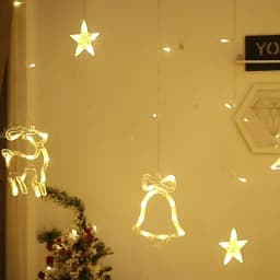 3.5m Christmas Deer Bell Star Lights LED Curtain Garland Fairy String Lights New Year Decoration for Wedding Party 2023 Holiday