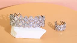 CWWZircons 5A Cubic Zirconia Luxury Adjustable Open Cuff Wedding Bridal Bangle Bracelet and Ring Jewelry Sets for Women T748
