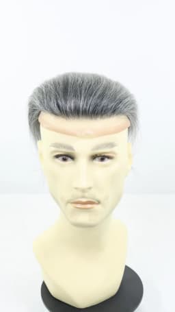 #1B80 Grey Men Toupee Human Hair Piece Natural Hairline Lace&Mono&PU Breathable Lace Front Male Wig Men's Replacement Prosthesis