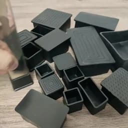 Black Square Silicone Chair Leg Caps PVC Soft Rubber Pipe Sleeve Tube Cap Non-slip Table Foot Dust Cover 10x10mm-45x75mm