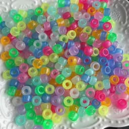 100pcs Luminous Pony Beads 6x9mm Acrylic Beads Big Hole Spacer Beads For Diy Craft Jewelry Charms Bracelets Making Hair Supplies