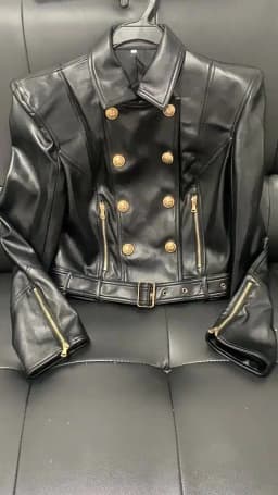High quality designer fashion shrugged double breasted zipper short women's motorcycle socialite leather jacket