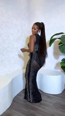 New Sexy Crystal Mesh Patchwork See Through Maxi Dress Women Sleeveless O Neck Bodycon Night Birthday Clubwear Party Dress