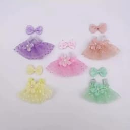 Polka Dot Tulle Doll Dress Flower Bow Mini Skirt For OB11 1/12 BJD 10cm Cotton Plush Doll Dress Up Accessories Only Clothes
