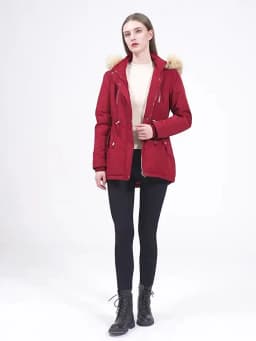 Winter New Arrival Women's Dark Brown Hooded Mid-Length Coat, Stylish and Warm Thick Jacket. Khaki, Black, Blue, Pink Parkas.
