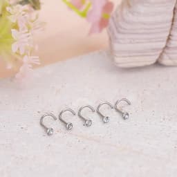 1/5PCS Titanium 1.5/2/2.5/3mm Gem Nose Stud Piercing Earring Gold Color Nose Screw Prong CZ Nose Nostril Piercings Retainer Gift