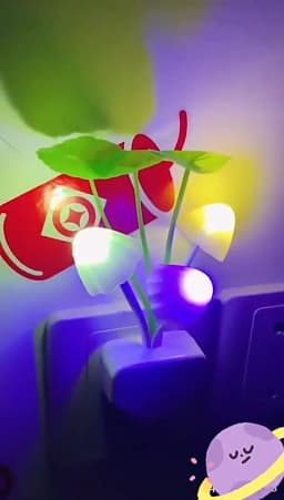 Novelty Lotus Leaf Mushroom Light Control Induction Colorful LED Night Lamp Creative Baby Bedside Wall Decor Bedroom Accessories