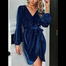 Autumn Winter Season Women's Solid Velvet Long Sleeve Banquet Mini Dress 2023 Sexy V Neck Lace Up Elegant Party Dresses Robe