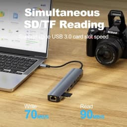 8 in 1 USB C Hub with 4K 60Hz HDTV 1Gbps Ethernet 100W Power Delivery SD/TF Card Slots USB 3.0*3 5Gpbs Data Ports for MacBook